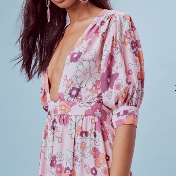 For Love & Lemons Magnolia Maxi Dress Pink Blossom - Picture 2 of 3